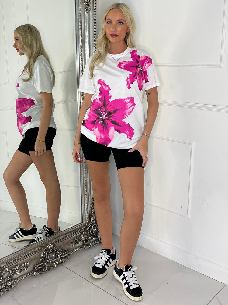 Flower Print T-Shirt - White