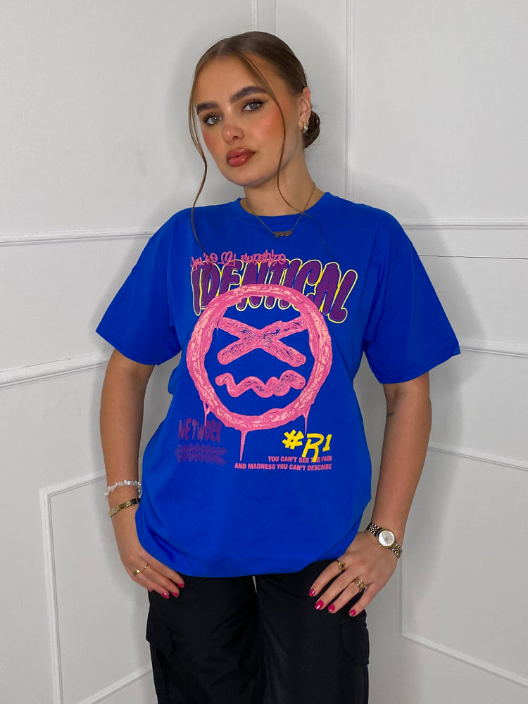 Identical Print T-shirt- Royal Blue
