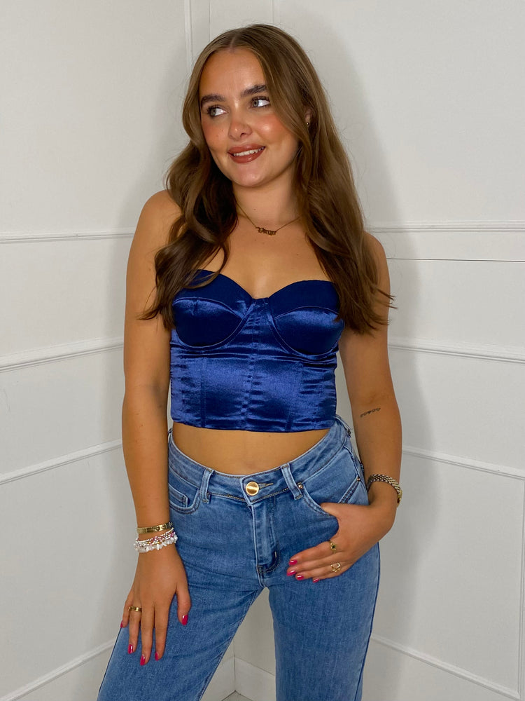 Satin Corset Top- Royal Blue