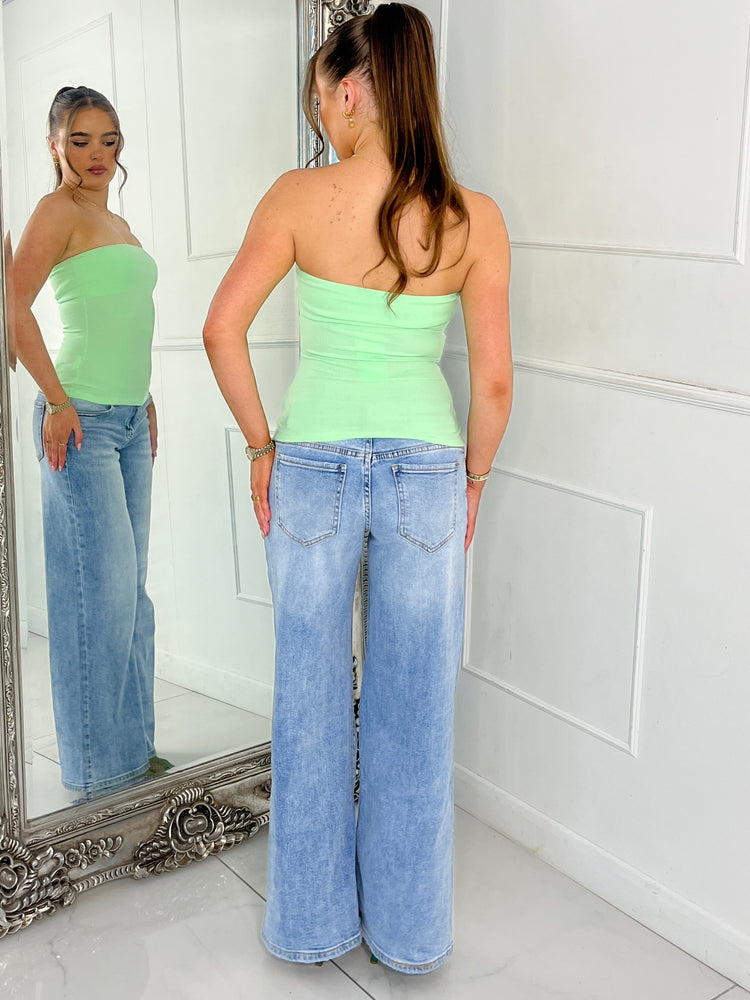 Ribbed Bandeau Top - Mint Green
