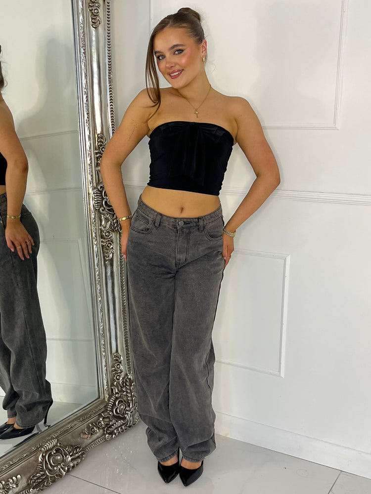 Bandeau Bow Top - Black