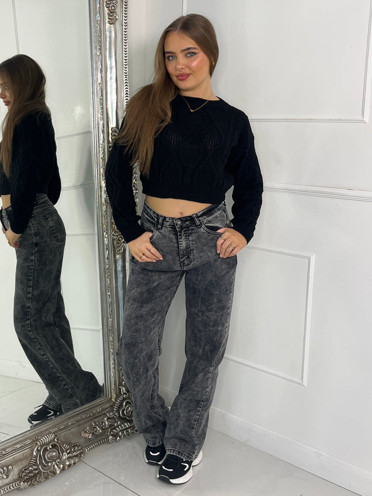 Cable Knit Jumper - Black