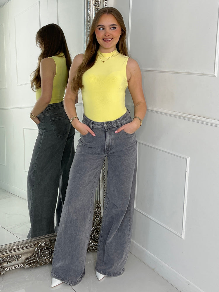 Sleeveless High Neck Bodysuit - Yellow
