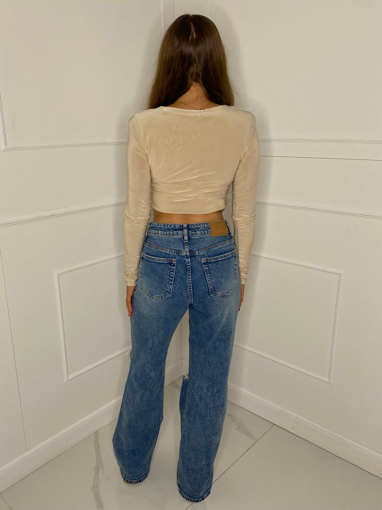 Wide Leg Jeans- Mid Blue Denim
