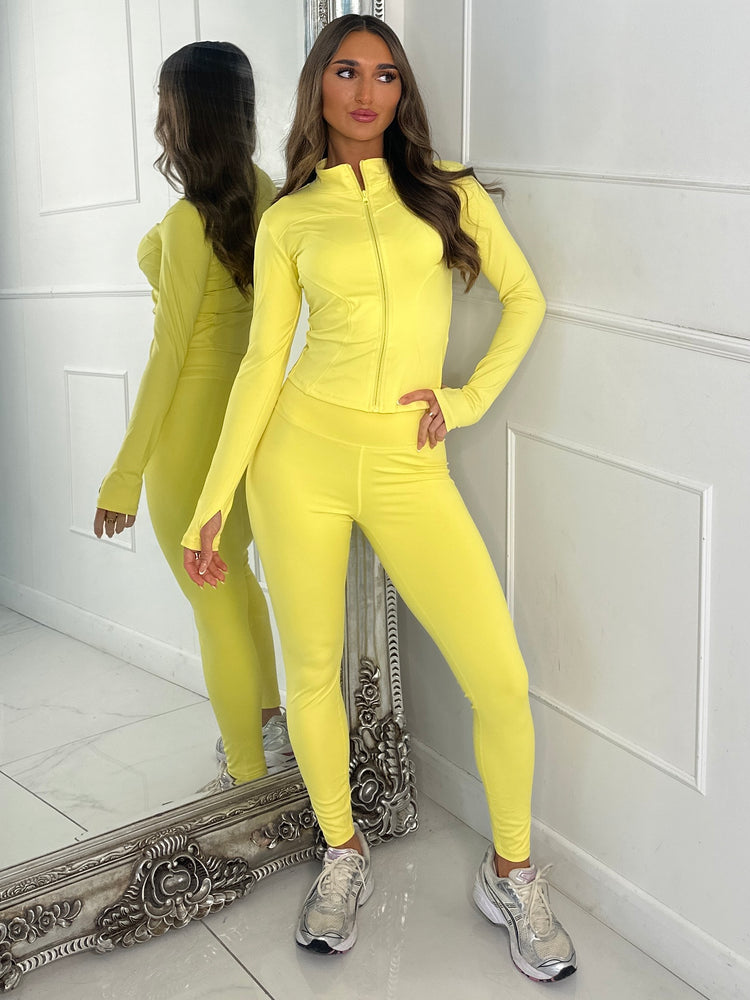 Sculpt Zip Up Jacket & Leggings Set - Yellow