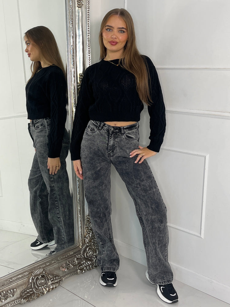 Cable Knit Jumper - Black
