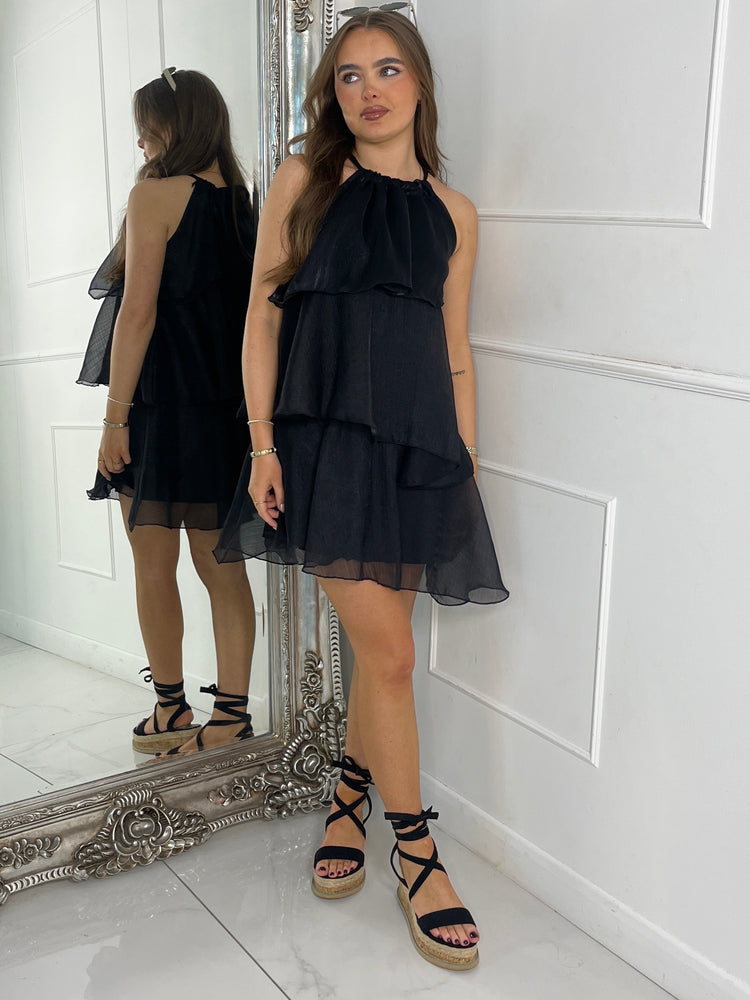 Tiered Frill Dress - Black