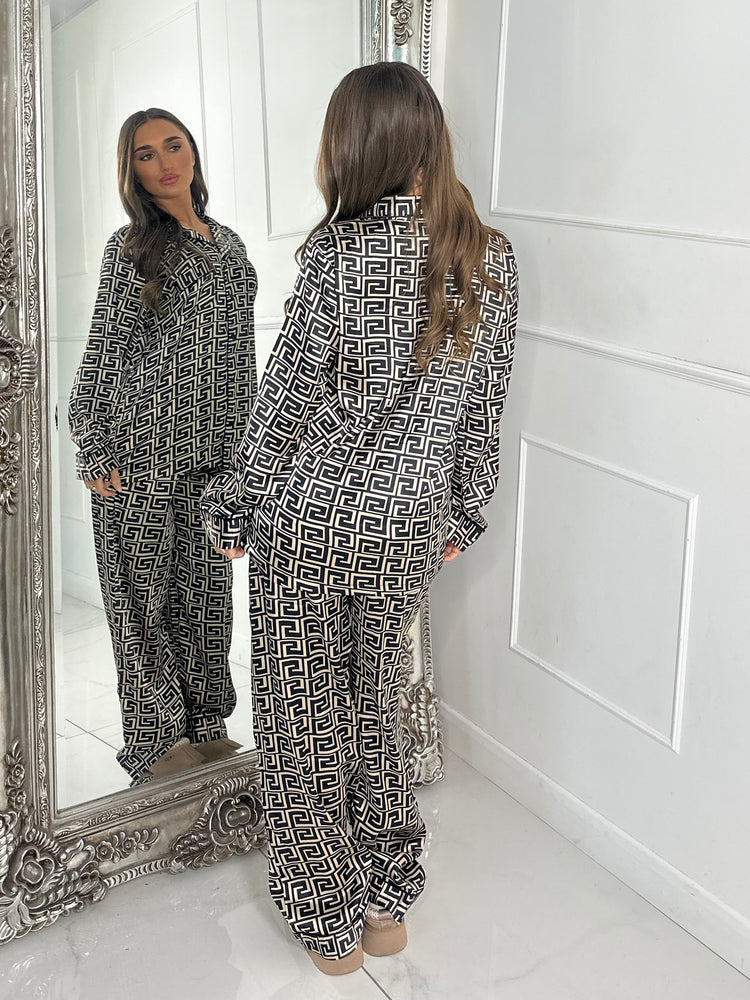 Satin Pyjamas Set - champagne Swirl