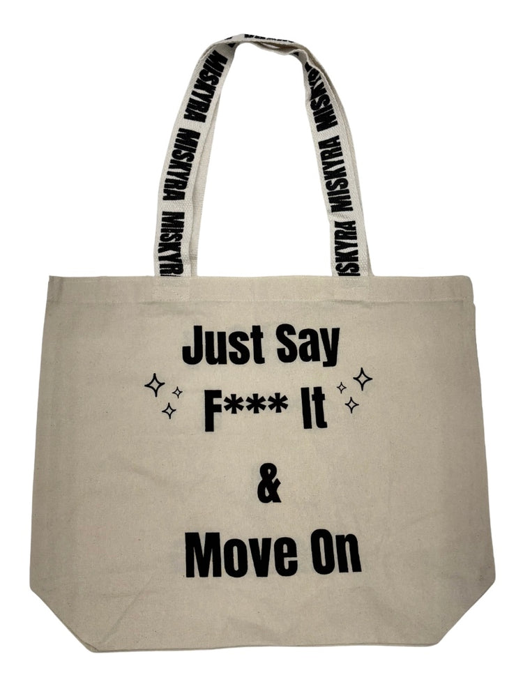 F*** It Branded Strap Slogan Tote Bag - Natural