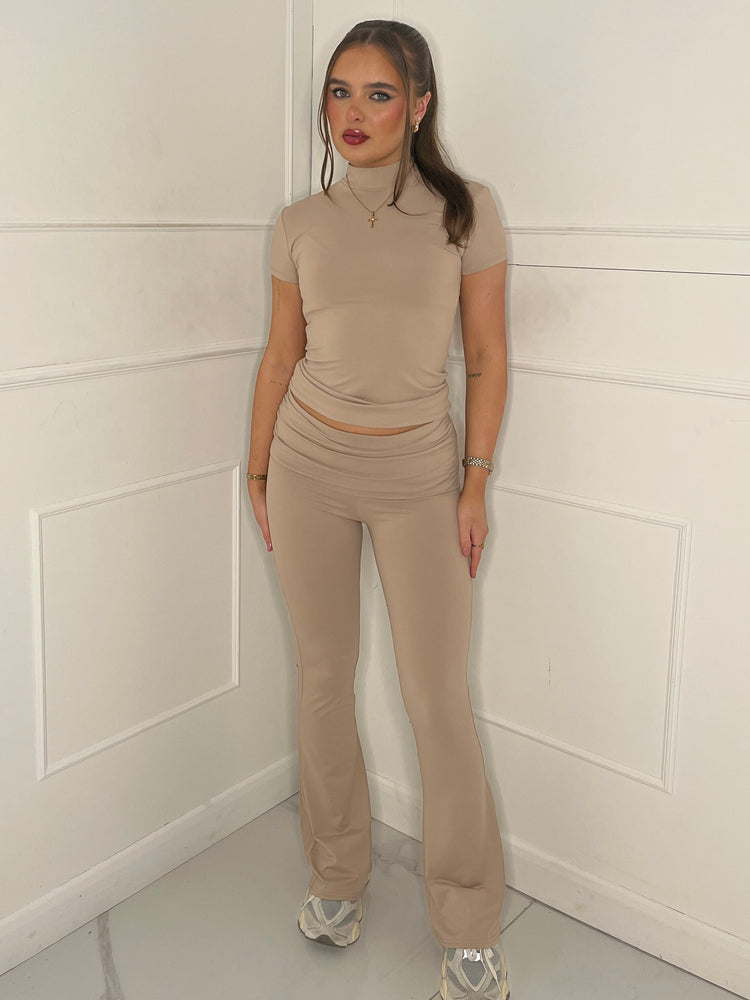 High Neck Top & Flares Co-Ord Second Skin - Mocha