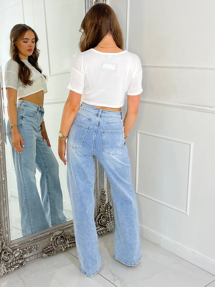 Cross Detail Lazer Cut Lace Insert Crop Top - White Lace