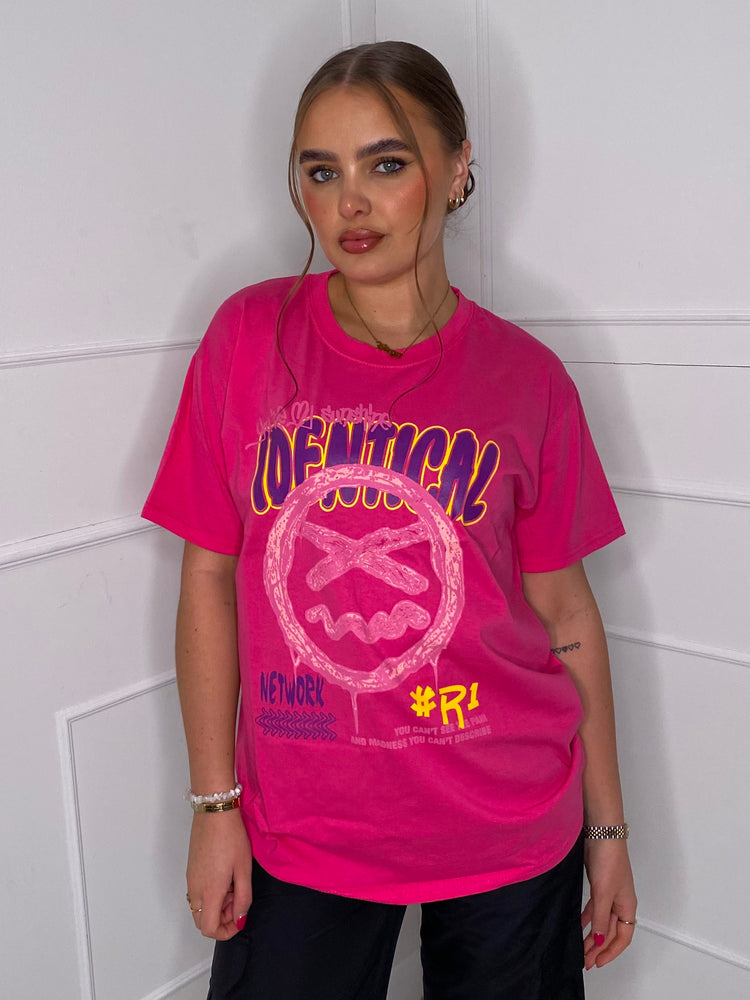 Identical Print T-shirt- Cerise Pink