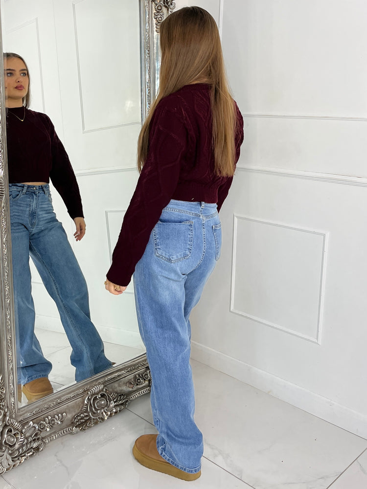 Cable Knit Jumper - Wine