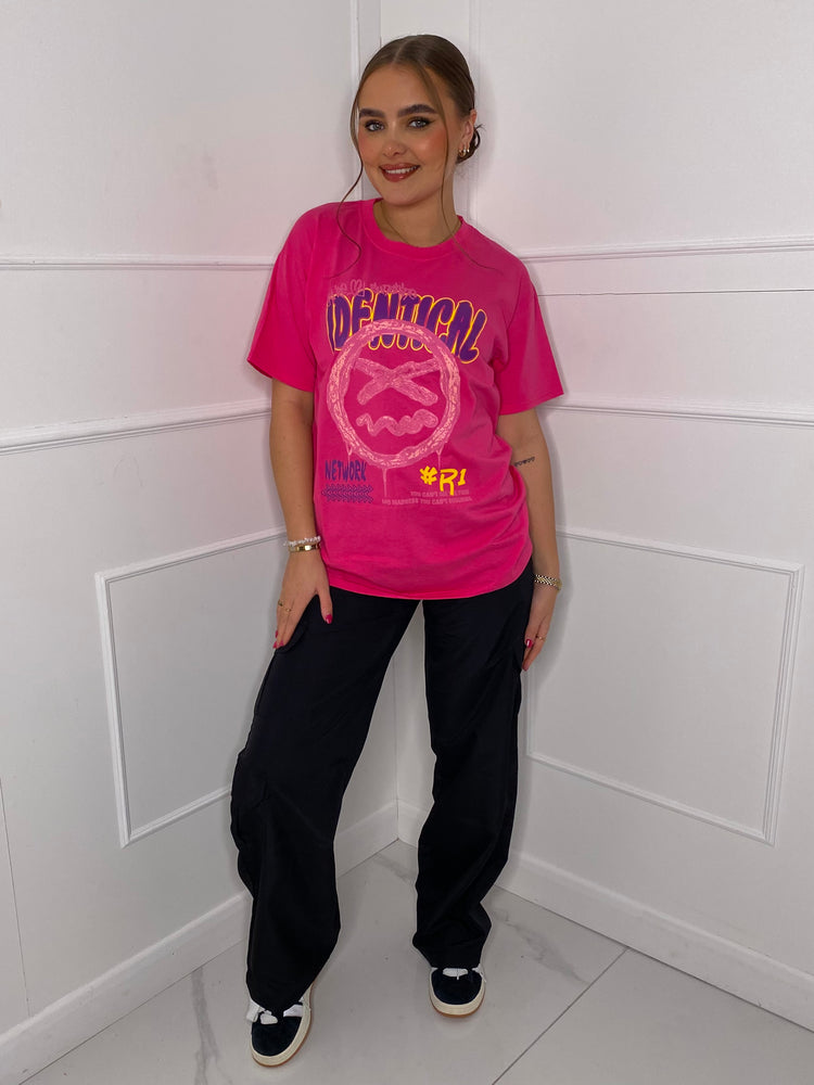 Identical Print T-shirt- Cerise Pink