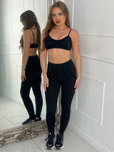 Seam Detail Bra & Leggings Set- Black