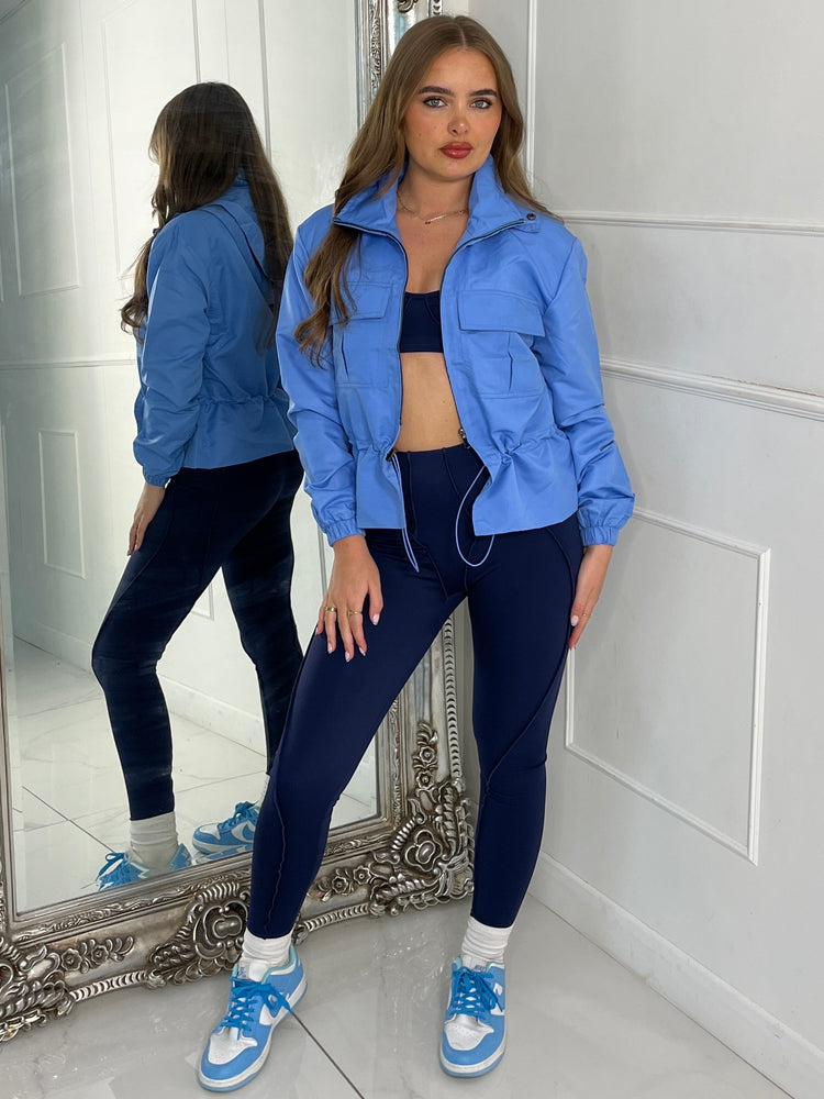 Utility Pocket Front Windbreaker - Baby Blue