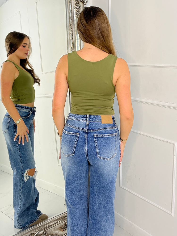 Round Neck Tank Top Second Skin - Khaki