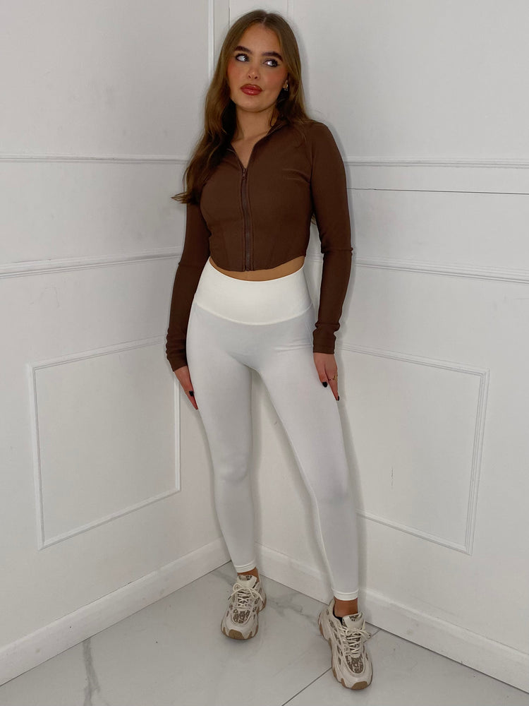 Ruched Bum Gym Leggings - White