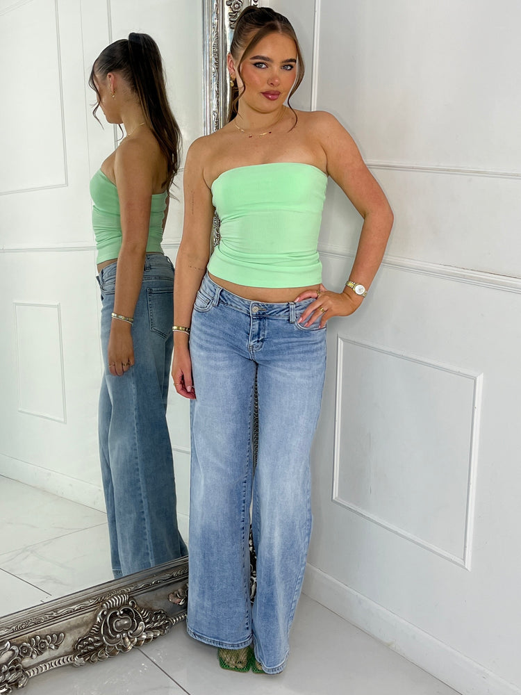 Ribbed Bandeau Top - Mint Green