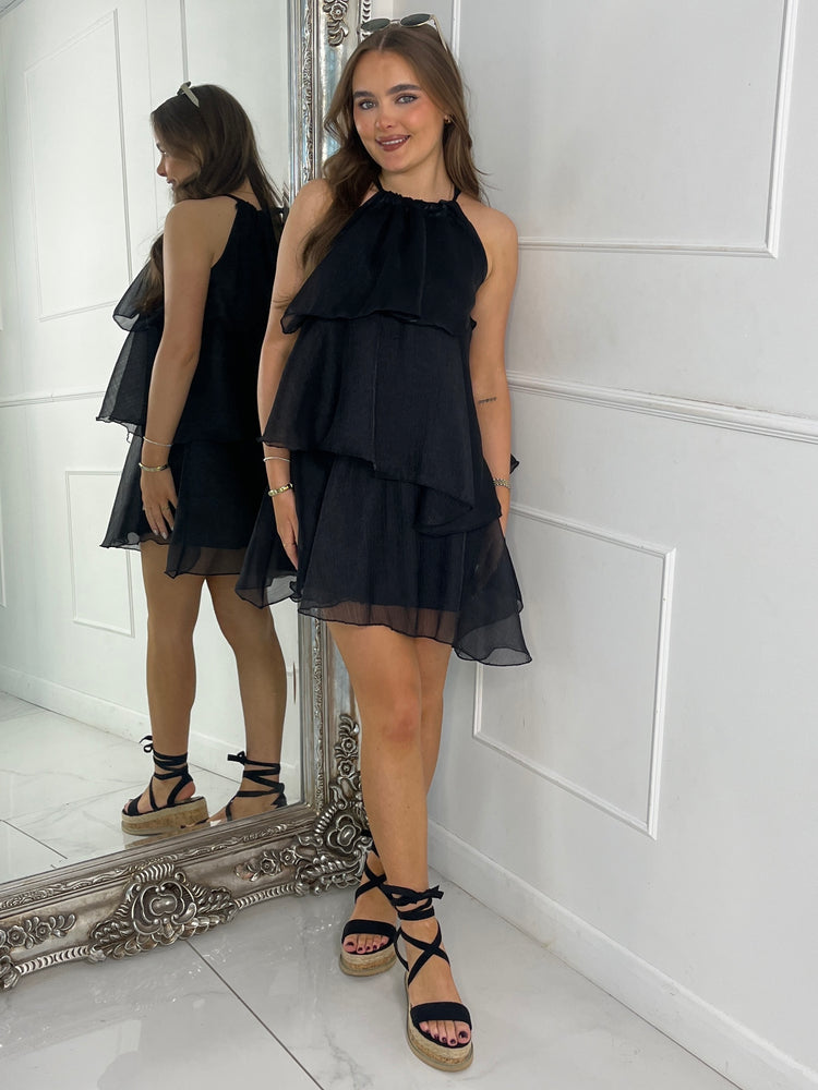 Tiered Frill Dress - Black