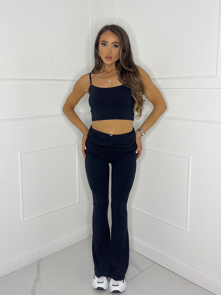 Strappy Vest Top & Flares Co-Ord Second Skin - Black