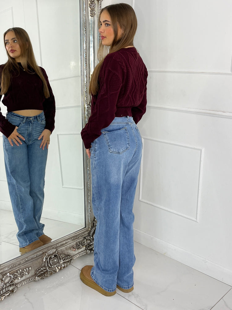 Cable Knit Jumper - Wine
