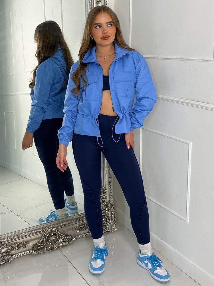 Utility Pocket Front Windbreaker - Baby Blue