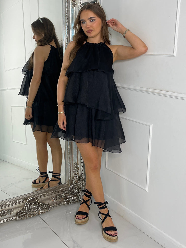 Tiered Frill Dress - Black