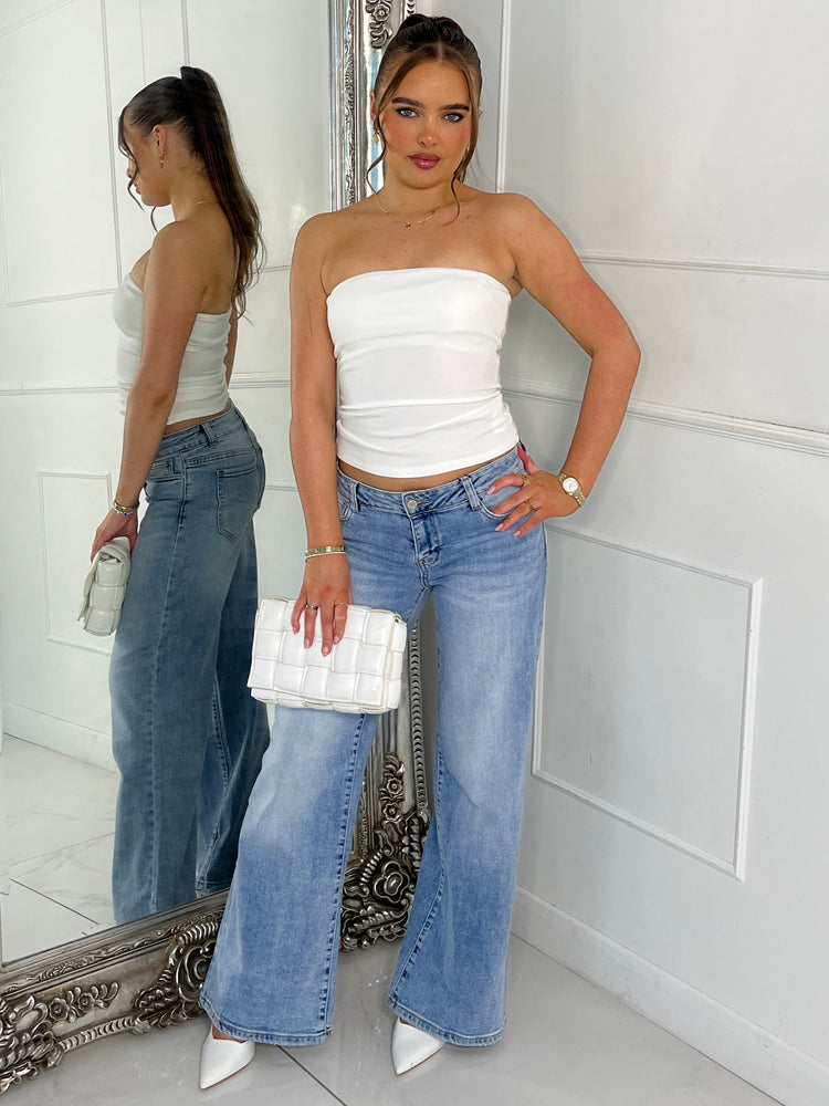 Ribbed Bandeau Top - White