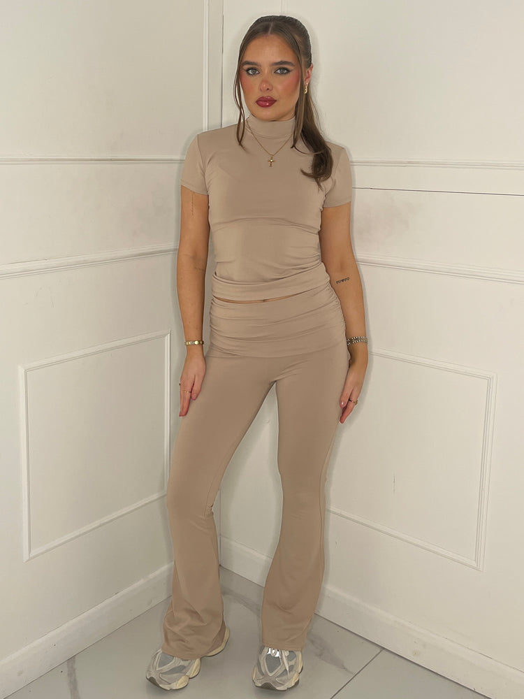 High Neck Top & Flares Co-Ord Second Skin - Mocha