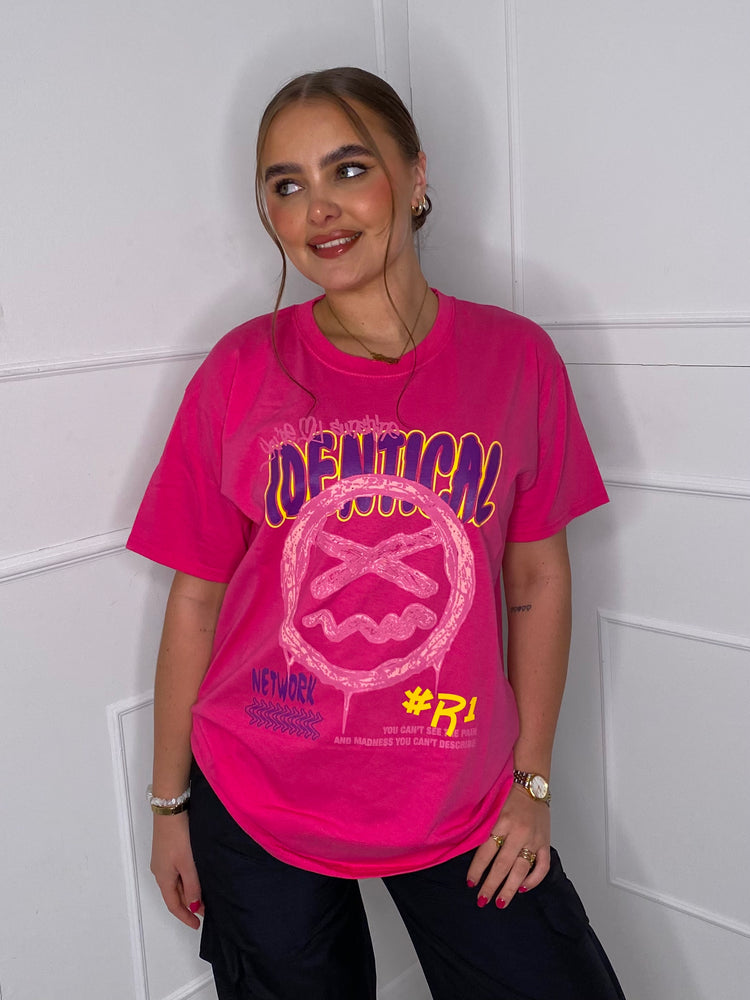 Identical Print T-shirt- Cerise Pink