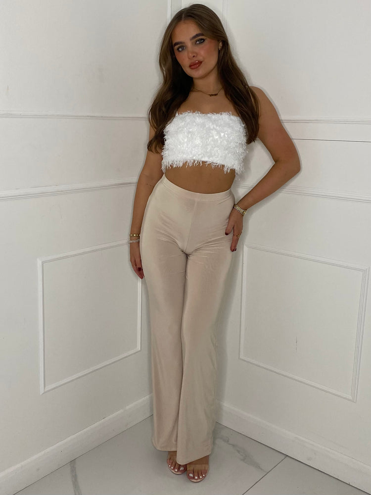 Feather Bandeau Top - White