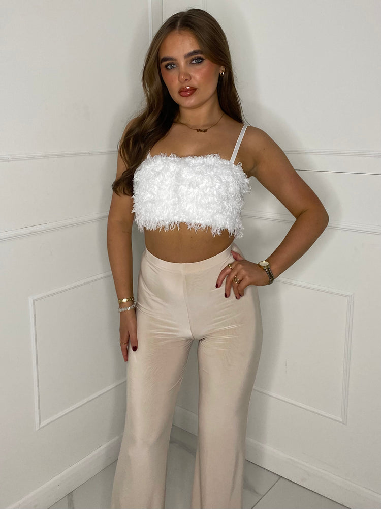 Feather Bandeau Top - White