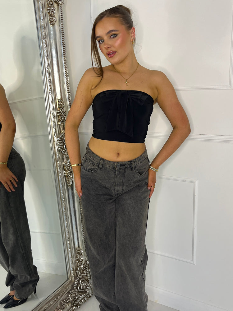 Bandeau Bow Top - Black
