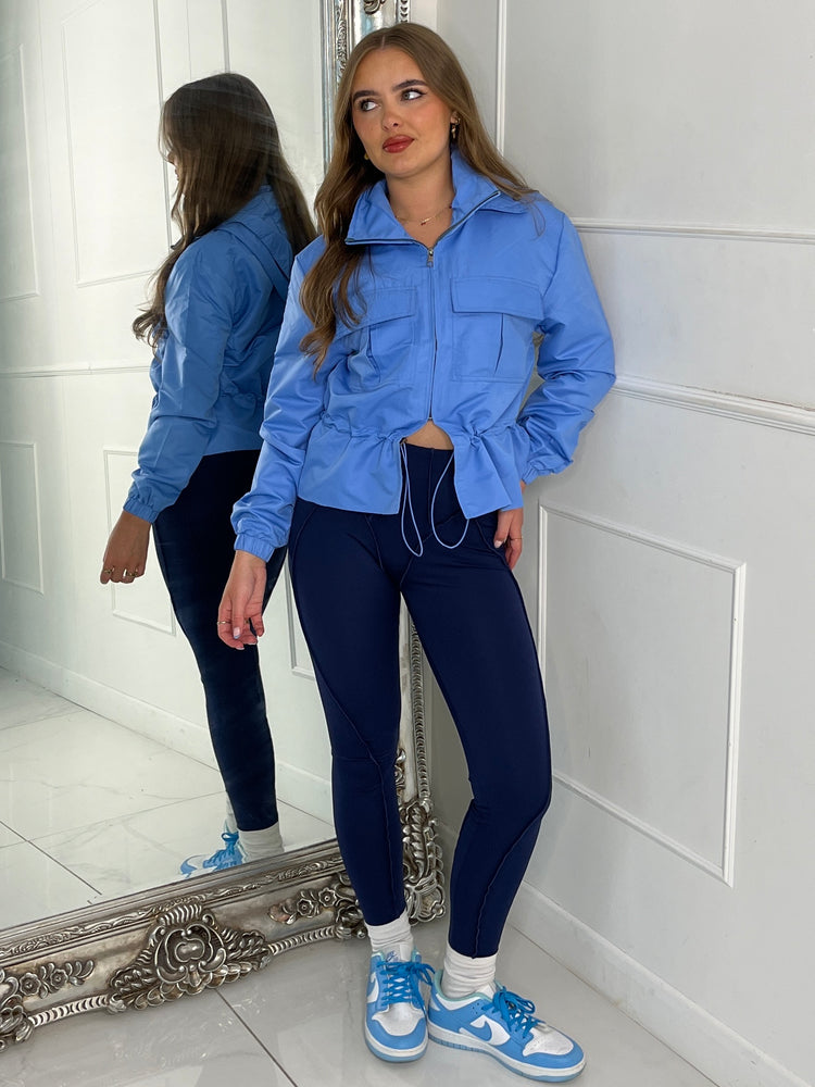 Utility Pocket Front Windbreaker - Baby Blue
