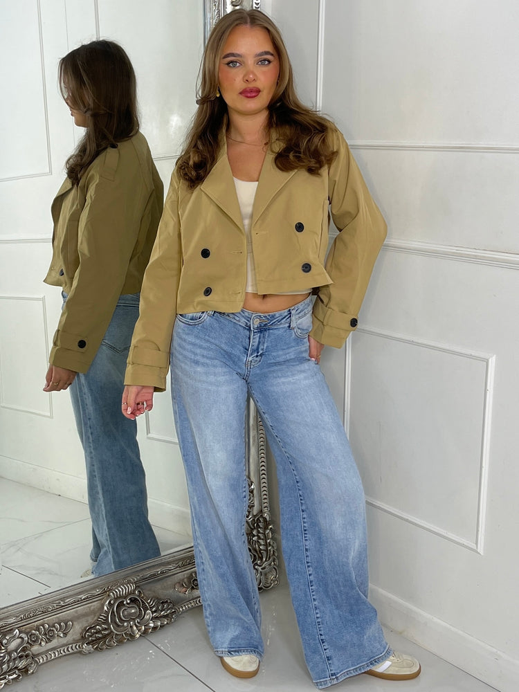 Crop Trench Jacket - Beige