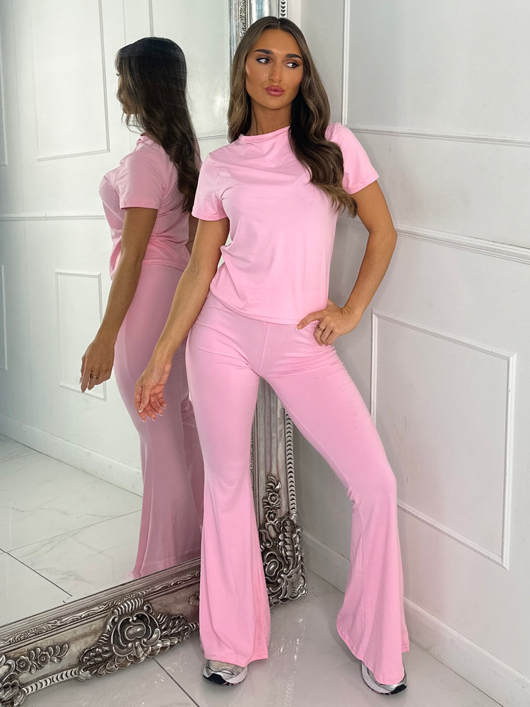 Soft Cotton Top & Flares Loungesuit - Baby Pink
