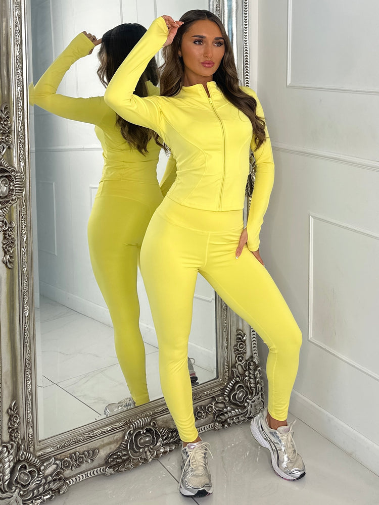 Sculpt Zip Up Jacket & Leggings Set - Yellow