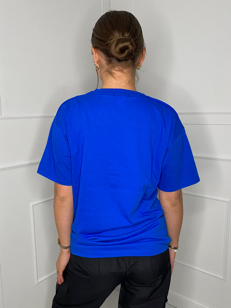 Fearless Statue Print T-shirt- Royal Blue