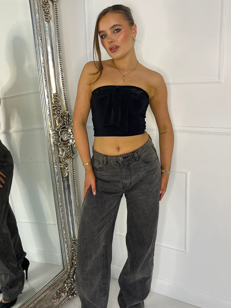 Bandeau Bow Top - Black