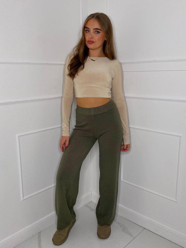 Flared Lounge Pants - Khaki