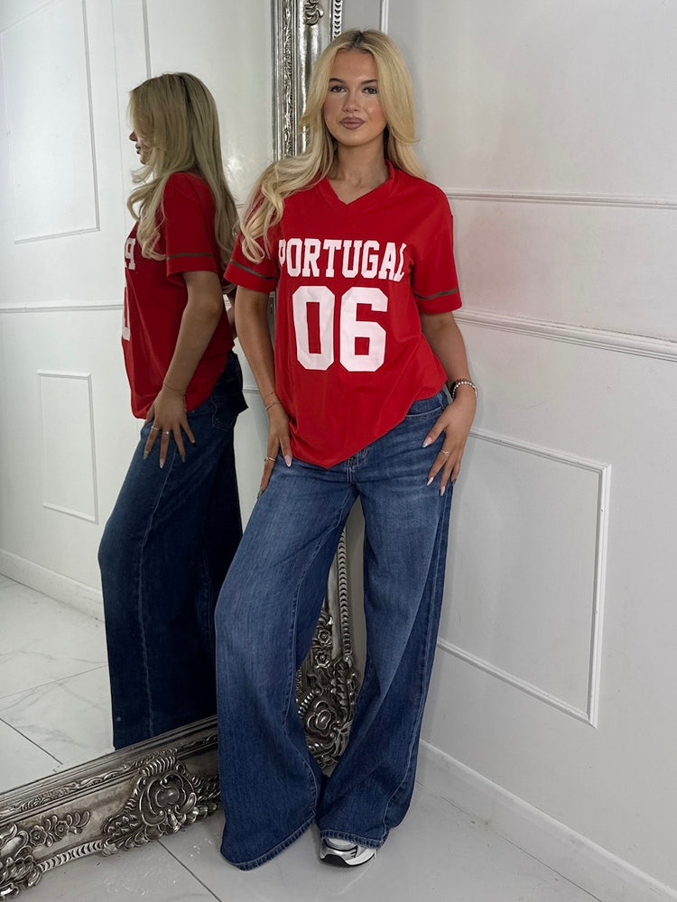 Oversized V Neck Tee - Portugal