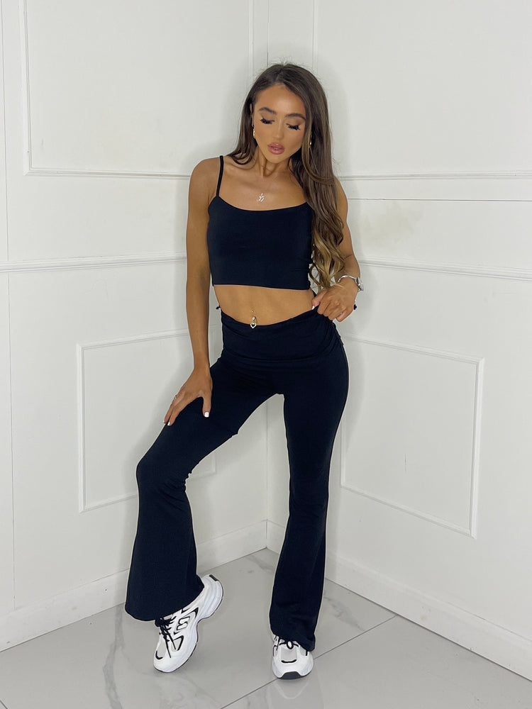 Strappy Vest Top & Flares Co-Ord Second Skin - Black