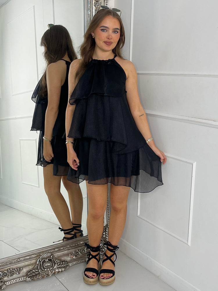 Tiered Frill Dress - Black