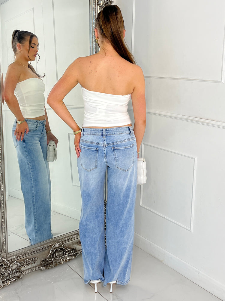 Ribbed Bandeau Top - White