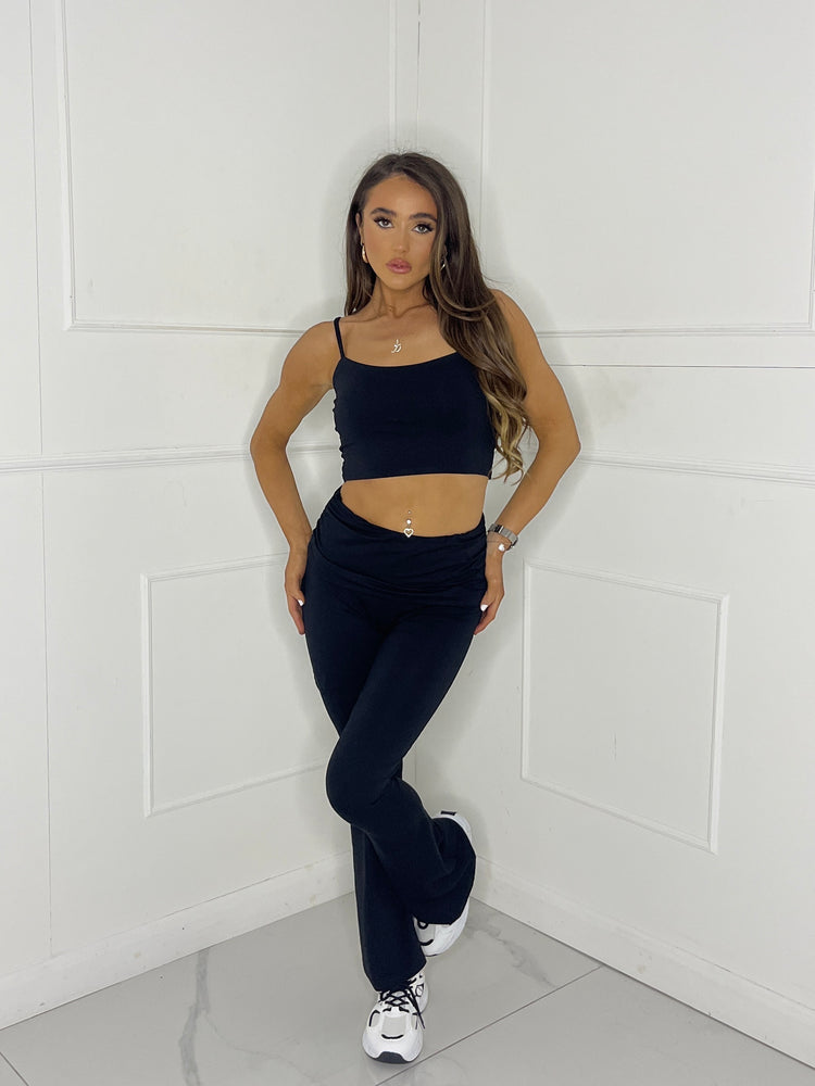 Strappy Vest Top & Flares Co-Ord Second Skin - Black