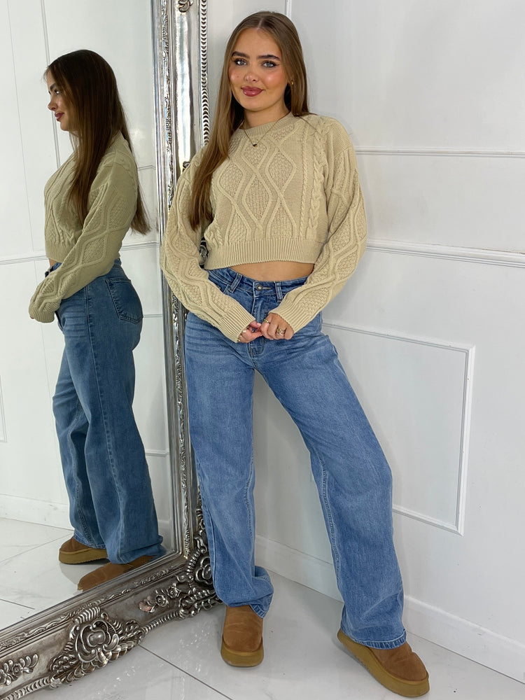 Cable Knit Jumper - Beige
