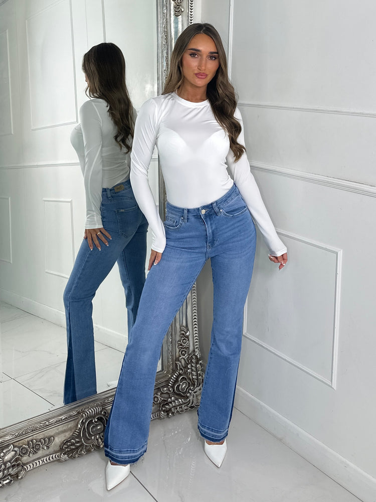 Round Neck Second Skin Bodysuit - White