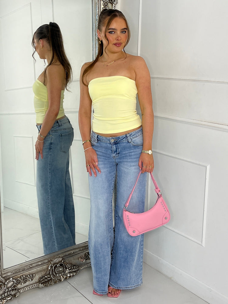 Ribbed Bandeau Top - Yellow