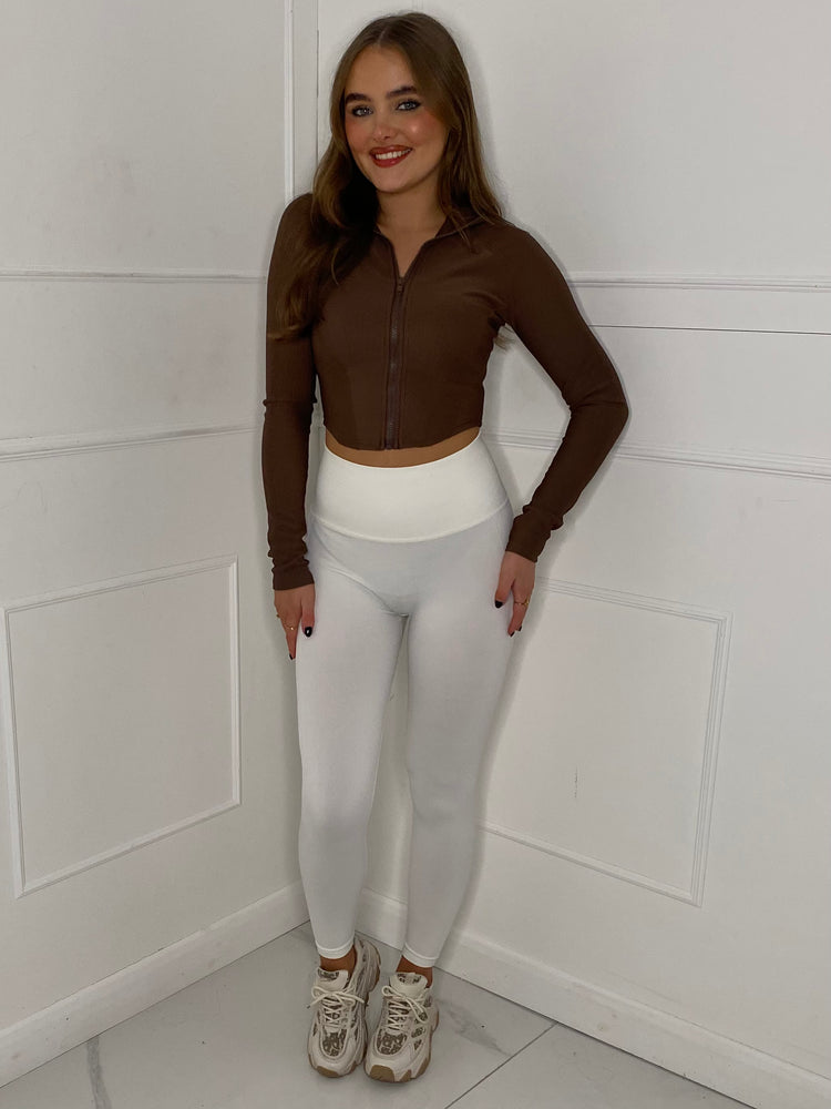 Ruched Bum Gym Leggings - White